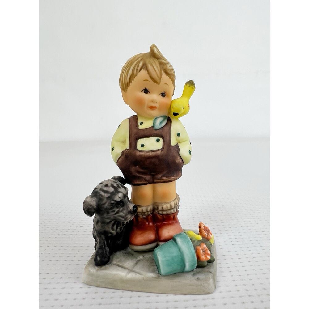 Goebel Figurine I'M SORRY Boy & Dog Bird Spilled Flowers BH 54 1997 Thailand